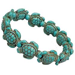 yobest Handmade Stone Turtle Beads Chain Bracelet for Women Men Teen Boys Girls, Adjustable VSCO Wax Rope String Link Bracelet Best Friend Jewelry