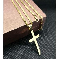 FZTN Jewelry Gold Necklace for Men & Women/Round Box Chain or Rope Chain with Cross Pendant Prayer Necklace/Love Heart Pendant Necklace / 20''-24'' Link Chain