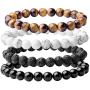 WRCXSTONE Natural 8mm Gorgeous Semi-Precious Gemstones Healing Crystal Stretch Beaded Bracelet Unisex