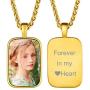 ChainsHouse Personalized Photo Necklace Men Women, Stainless Steel/18K Gold Plated Chain, Custom Picture Image Engrave Text Rectangular/Heart/OvalPendant Memorial Jewelry