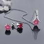 Gem Stone King 925 Sterling Silver Mystic Pink Topaz Pendant and Earrings Set For Women (2.25 Ct Round with 18 Inch Silver Chain)