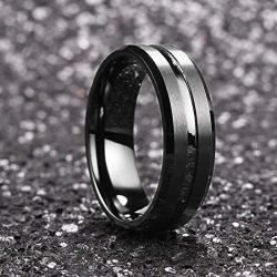 King Will Classic 8mm Tungsten Carbide Wedding Band Ring for Men Grooved Center Comfort Fit Black/Silver/Gold/Blue