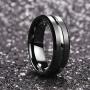 King Will Classic 8mm Tungsten Carbide Wedding Band Ring for Men Grooved Center Comfort Fit Black/Silver/Gold/Blue