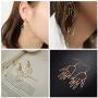 Gold Face Earrings Abstract Design - MOOKOO 4 Pair Hollow Picasso Hand Geometric Statement Earrings for Girls Teens Women