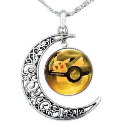 Joyplancraft Pokemon Pokeball and Crescent Necklace Anime Pokemon Go Pikachu Pokemon Glass Dome and New Moon Necklace