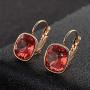 Swarovski Crystal Square Cushion Drop Leverback Earrings for Women 14K Rose Gold Plated Hypoallergenic Jewelry