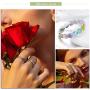 Lorrifal 925 Sterling Silver Fashion Classic Three-Colors Flower with CZ Ring Best Jewelry Gifts for Women Girls Size 6 to 8