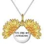 ''You Are My Sunshine'' Sunflower Locket Necklace That Holds Pictures in Sterling Silver Pendant Necklace for Women ''You Are My Sunshine'' Sunflower Locket Necklace That Holds Pictures in Sterling Silver Pendant Necklace for Women