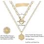 M MOOHAM Gold Initial Necklaces for Women, 14K Gold Plated Layered Initial Necklace Hexagon Pendant Toggle Clasp Layering Gold Chain Necklaces for Women Gold Layered Choker Necklaces for Women