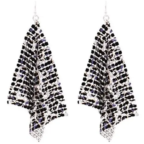 Rosemarie Collections Womens Statement Leopard Print Wild Animal Safari Cheetah Metal Chain Mesh Drop Earrings, 4'' Rosemarie Collections Womens Statement Leopard Print Wild Animal Safari Cheetah Metal Chain Mesh Drop Earrings, 4''