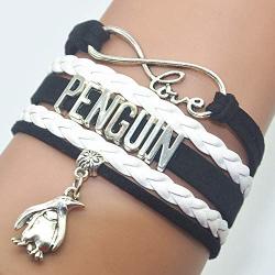 HHHbeauty Penguin Bracelet Jewelry Leather Infinity Love Penguin Gifts Penguin Jewelry Bracelet Gifts for Women, Girls, Men, Boys Most Popular Penguin Themed Gifts