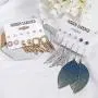 24-36 Pairs Fashion Tassel Earrings, MTSCE Set Bohemian Acrylic Hoop Earrings with Colorful Leaf Dangle Earrings for Women Girls Aretes Fashion and Valentine