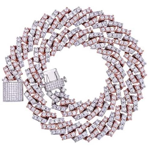 PY Bling 15mm Hip Hop Full Iced Out 18K Gold/White Rose Gold Plated Miami Cuban Link Chain Choker CZ Lab Diamond Necklace/Bracelet 8.5''-24'' for Men and Women