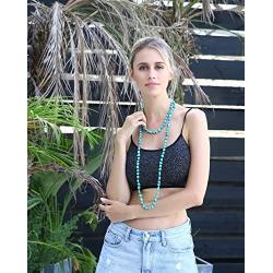 Turquoise Beads Endless Necklace Long Knotted Stone Multi-Strand Layer Necklaces Handmade Jewelry