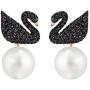 SWAROVSKI Womens Iconic Swan Jewelry Collection, Rose Gold Tone Finish, Black Crystals