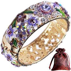 Pavaruni Traditional Gorgeous Chinese Cloisonne Bracelets, Rose Flower Retro Vintage Cultural Designed Enameled Jewelry, Cloisonné Accessories