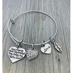Friend Charm Bracelet- Good Friends Never Say Goodbye Bangle Bracelet- Womens Friend Jewelry- Gift for Friends