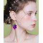 DAMLENG Unique Cute Creative Fruits Dangle Drop Earrings Sparkly Crystal Grape Earring With Green Leaf for Women Girls Statement Jewelry Gifts