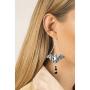 Funyrich Gothic Beaded Earrings Set Silver Bat Pendant Halloween Earring Jewelry Accessory for Women and Girls (Black Bead)