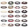 Finrezio 24 Pcs Braided Bracelet Set Men Women Handmade Jewelry String Beads Leather Wristbands Boho Ethnic Tribal Linen Hemp Cords Wrap Bracelets