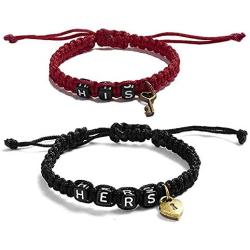 MJartoria Couples Bracelets, Matching Bracelets for Couples His and Hers, Key and Lock Handmade Rope Braided Rhinestone, Stainless Steel Bracelets for BFF Bracelets for 2 Wife Husband
