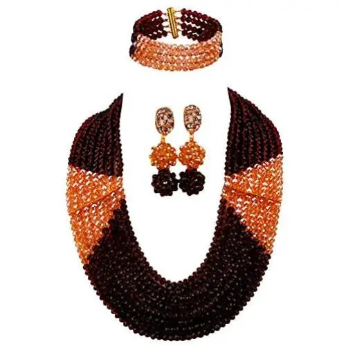 aczuv 8 Lines Statement Strand Necklaces Nigerian Wedding African Beads Jewelry Set Crystal Bridal Jewelry Sets aczuv 8 Lines Statement Strand Necklaces Nigerian Wedding African Beads Jewelry Set Crystal Bridal Jewelry Sets