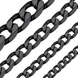 ChainsHouse Men Women Chain Cuban Necklace,3mm/6mm/9mm/12mm Wide Stainless Steel/Black Metal/18K Gold Plated Curb Link Necklace, 14''-30'' Length-with Gift Box