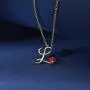 Harlermoon Initial Necklace Finger Rings Set A-Z 26 Letter Alphabet Necklace with Flower Crystal Initial Open Statement Rings Jewelry