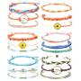 JOERICA 18 Pcs VSCO Braided Bracelet Wax Wave Strand Adjustable Friendship Bracelet Set Beach Shell Surf Wrap Bracelet Boho Handcrafted Jewelry for Women Men