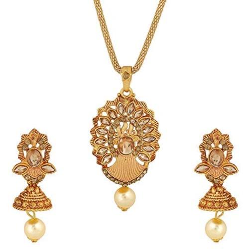 MUCH-MORE Indian Bollywood Pendant/Necklace Pearl Handmade Necklace Earrings Traditional Jewelry