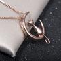 S.Leaf Cat Moon Necklace Sterling Silver Necklaces for Women Cat Necklace