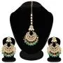 Aheli Ethnic Wedding Kundan Pearl Earrings Maang Tikka Set Indian Traditional Jewelry for Women Aheli Ethnic Wedding Kundan Pearl Earrings Maang Tikka Set Indian Traditional Jewelry for Women