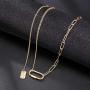 Dainty paperclip link chain necklace - gold tone necklace Y chain adjuatable necklace for Women，gift for sister,mother