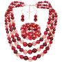 HaHaGirl Faux Pearl Strands Mix Color Tone Jewelry Sets for Women Include Necklace Bracelet and Earrings Set
