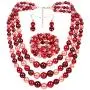 HaHaGirl Faux Pearl Strands Mix Color Tone Jewelry Sets for Women Include Necklace Bracelet and Earrings Set