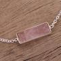NOVICA Rose Quartz .925 Sterling Silver Pendant Bracelet,7.25'', Elegant Prism