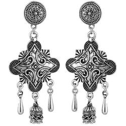 Saissa Silver Plated Oxidised Metal Bollywood Dangler Boho Earrings Indian Jewelry for Women