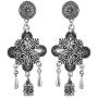 Saissa Silver Plated Oxidised Metal Bollywood Dangler Boho Earrings Indian Jewelry for Women