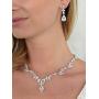 Mariell Cubic Zirconia Vine Wedding Necklace and Earrings Jewelry Set for Brides, Silver Platinum Finish