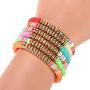 LITMIND 10 Pcs Heishi Bracelets, Boho Bracelet, Rainbow Bead Bracelet, Disc Beaded Friendship Bracelets, Sliced Clay Bracelets Jewelry for Women