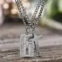 Steve Madden 28'' Oxidized Stainless Steel Box and Curb Chain Cross Pendant and Dogtag Duo Necklace Set For Men