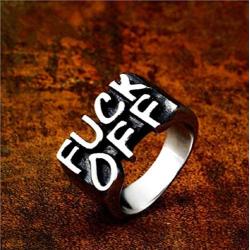 MAIHAO Fuck Off Punk Ring Jewelry Party Personalized Rings Birthday Graduation for Boy for Girl（Size 6-12）