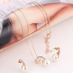 YAZILIND Imitation Pearl Pendant Necklace Stud Earrings Women Jewelry Sets Elegant Dainty Party Accessories