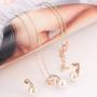YAZILIND Imitation Pearl Pendant Necklace Stud Earrings Women Jewelry Sets Elegant Dainty Party Accessories