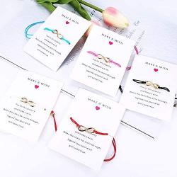 Thunaraz 5Pcs Friendship Bracelet Set with Message Card Make a Wish Adjustable Bracelet Star Heart Handmade Bracelet Simple Fashion Women Jewelry Gifts