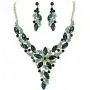 EVER FAITH Crystal Elegant Flower Leaf Necklace Earrings Set for Bride, Prom, Bridal
