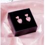 Falasoso Pink Stud Earrings For Women, Titanium Cubic Zirconia Hypoallergenic Heart Dangle Crystals 925 Sterling Silver Cute Earrings For Girls