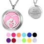 HooAMI Aromatherapy Essential Oil Diffuser Necklace - Stainless Steel Message Pendant Locket Jewelry,12 Refill Pads