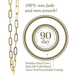 Gold Paperclip Chain Necklace for Women - 24K Gold Layering Paper Clip Necklace Jewelry | 18'' + 2'' Extender with Nano Stearin Protective Coating