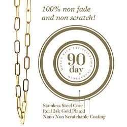 Gold Paperclip Chain Necklace for Women - 24K Gold Layering Paper Clip Necklace Jewelry | 18'' + 2'' Extender with Nano Stearin Protective Coating